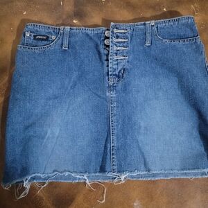 Squeeze Blue Denim Mini Skirt with Button Detail